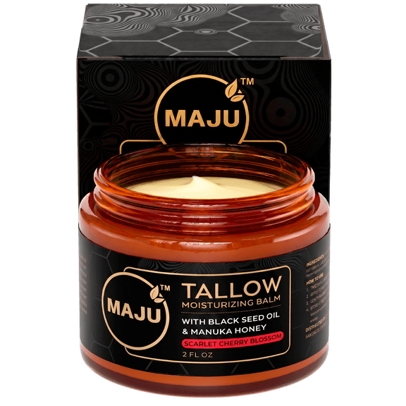 Maju Superfoods Tallow Black Seed Honey Balm Cream, Scarlet Cherry Blossom, 2 oz
