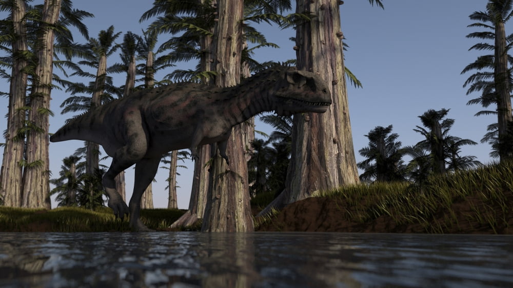 Majungasaurus hunting for food in a prehistoric environment Canvas Art - Kostyantyn IvanyshenStocktrek Images (37 x 21)