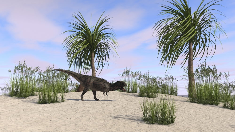 Majungasaurus in a tropical environment Canvas Art - Kostyantyn IvanyshenStocktrek Images (38 x 22)