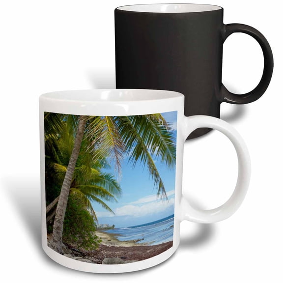 3drose, Majuro, Marshall Islands. Romantic Beach Scene with Palm Trees., 11oz Magic Transforming Mug