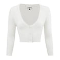 thumbnail image 1 of Mak Women's Cropped Bolero V-Neck 3/4 Sleeve Cardigan - Rosa Apparel, 1 of 11
