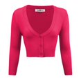 thumbnail image 1 of Mak Women's Cropped Bolero V-Neck 3/4 Sleeve Cardigan - Rosa Apparel, 1 of 11