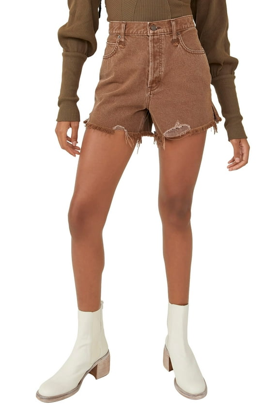 Makai Cutoff Denim Shorts In Washed Chocolate