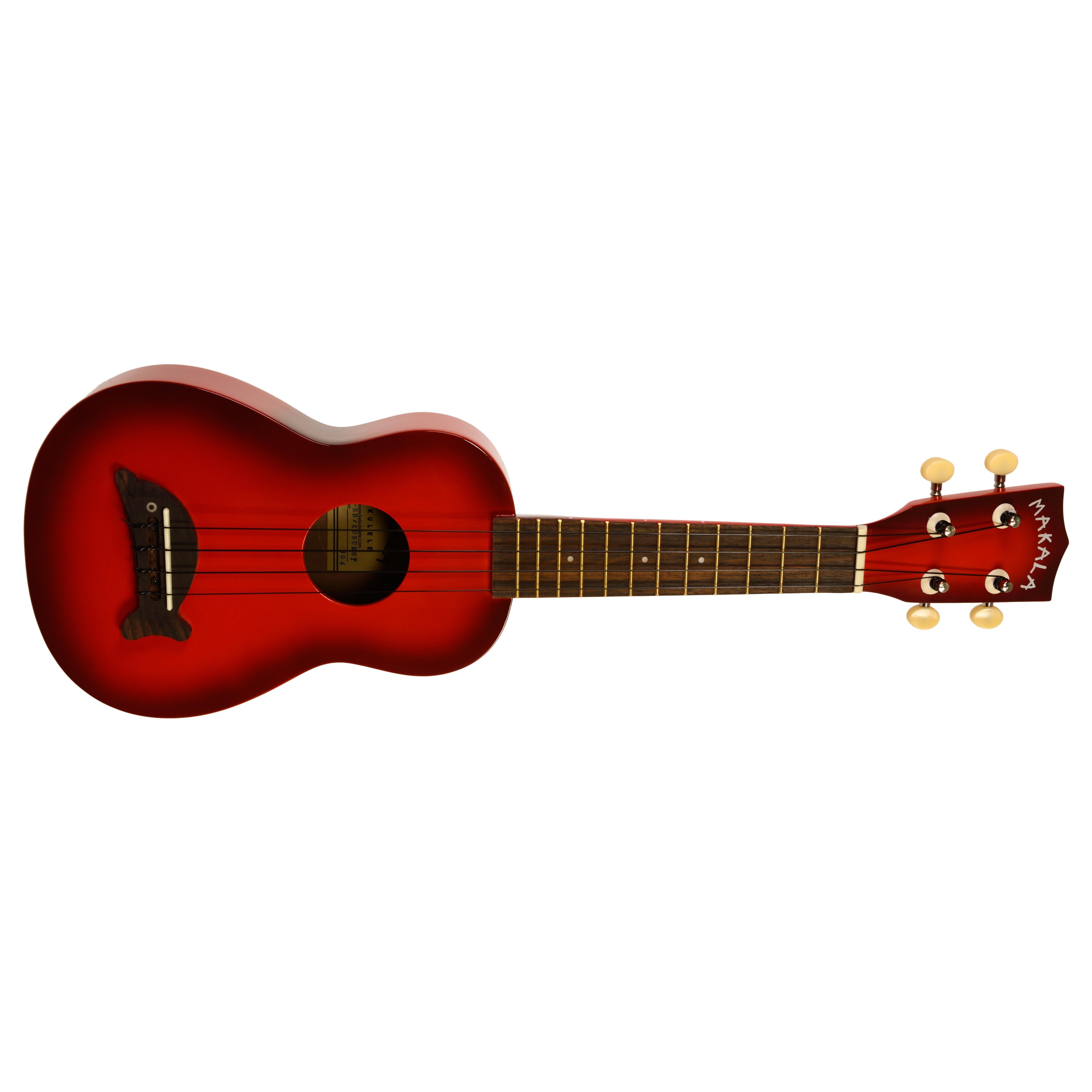 Makala MK-SD/RDBURST Dolphin Bridge Red Burst Soprano Ukulele, Red Burst, one size