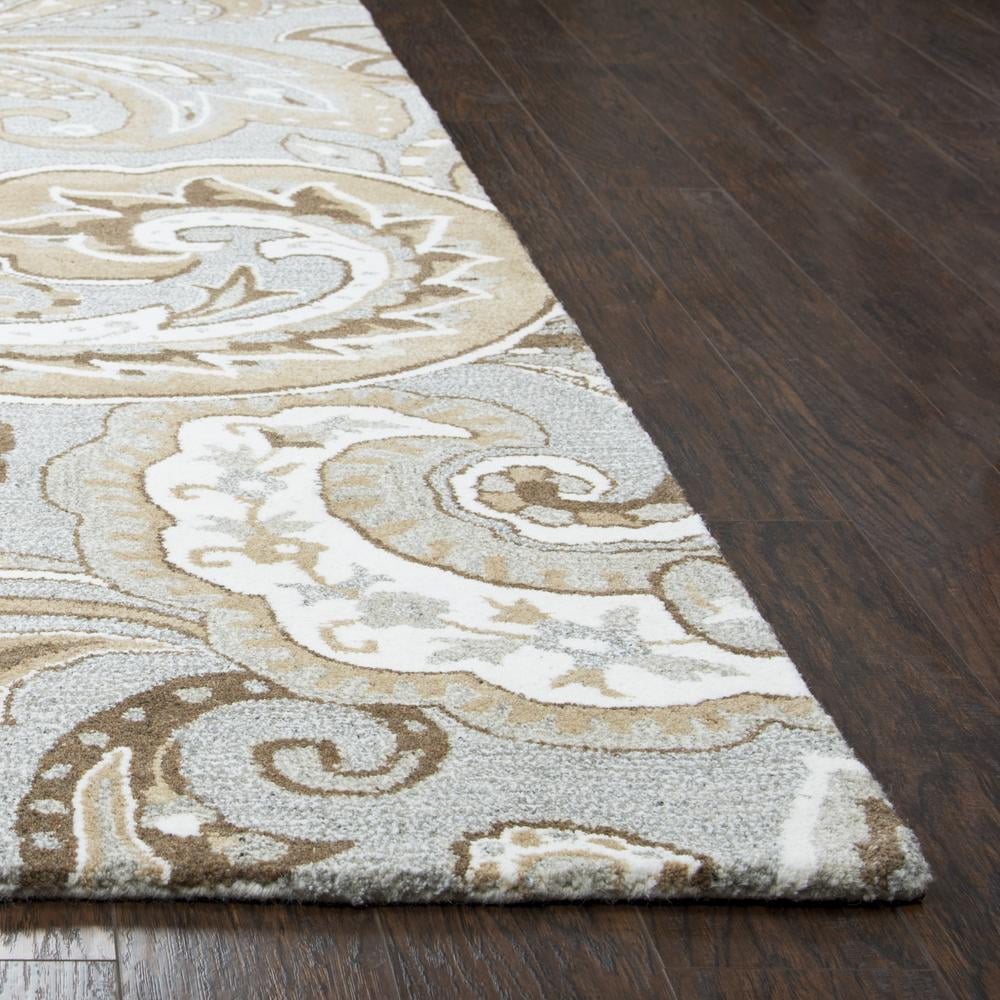 Gray and Natural Hand-Tufted Wool Area Rug, 2'6" x 8'