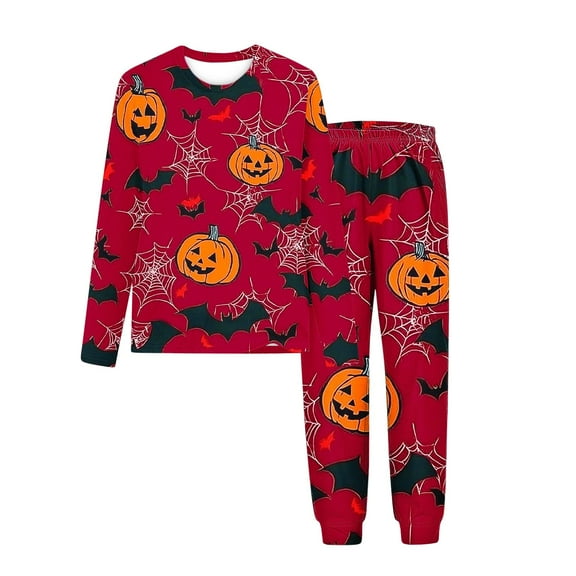 Makaor Baby Pajamas Girl Boy Halloween 2 Piece Long Sleeve Pjs Set Long Pants Loungewear Pumpkin Soft Sleepwear