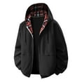 thumbnail image 1 of Makaor Barn Jacket for Men Hooded Coat Plaid Big and Tall Zip up Long Sleeve Outerwear Fall Winter Tops Clothes Pockets, 1 of 8