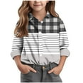 thumbnail image 1 of Makaor Button up Shirt Girls Boys Long Sleeve Collared Tops Plaid Pullover Tees Casual Fall Fashion Outfits, 1 of 6