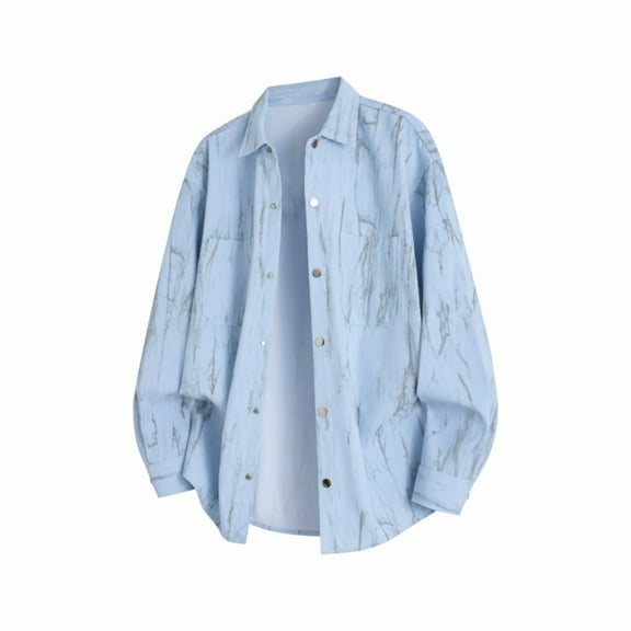 Makaor Button up Shirt Men Long Sleeve with Pockets Big and Tall Collared Tops Graphic Pullover Tees Vacation Clothes