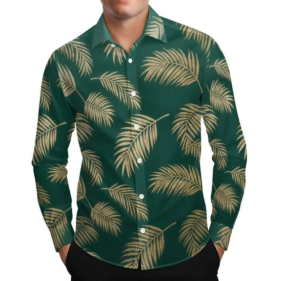 Makaor Button up Shirts for Men Big and Tall Collared Tops Hawaiian Long Sleeve Pullover Tees Cute Fall Fashion Outfits
