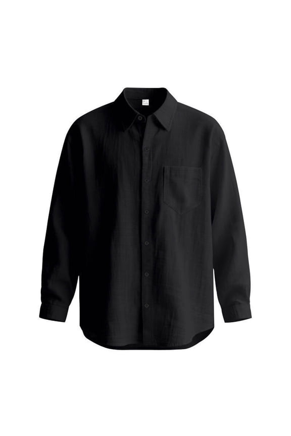 Button up Shirts for Men Big and Tall Collared Tops Solid Color Long Sleeve Pullover Tees Vacation Clothes