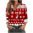 thumbnail image 1 of Makaor Button up Shirts for Women Long Sleeve Christmas Plus Size Collared Tops Graphic Pullover Tees Cute Vacation Clothes, 1 of 5