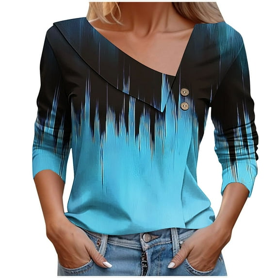 Makaor Casual Tops for Women Collared Shirts Button Graphic Long Sleeve Pullover Tees Cute Fall Winter Clothes