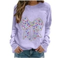 thumbnail image 1 of Makaor Crewneck Sweatshirt Womens Christmas Tops Fleece Long Sleeve Pullover Graphic Casual Fall Clothes Purple L, 1 of 4