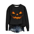 thumbnail image 1 of Makaor Crewneck Sweatshirt Womens Halloween Tops Fleece Long Sleeve Pullover Pumpkin Casual Fall Clothes Black S, 1 of 3