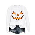 thumbnail image 1 of Makaor Crewneck Sweatshirt Womens Halloween Tops Fleece Long Sleeve Pullover Pumpkin Casual Fall Clothes White XL, 1 of 3