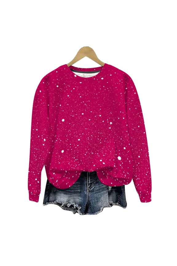 Crewneck Sweatshirt Womens Plus Size Tops Lightweight Long Sleeve Pullover Casual Fall Clothes Hot Pink 3XL