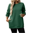 thumbnail image 1 of Makaor Crewneck Sweatshirt Womens Tunic Tops Fleece Long Sleeve Pullover Solid Casual Fall Clothes Green 2XL, 1 of 8
