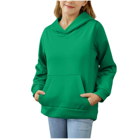 Makaor Cute Hoodie for Kids Girls Boys Pullover Sweatshirts Solid Color Long Sleeve Coats Lightweight Clothes Pockets