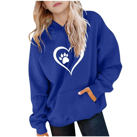 Makaor Cute Hoodies for Girls Boys Pullover Sweatshirts Heart Long Sleeve Coats Tops Fleece Fall Winter Clothes Pockets