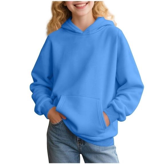 Makaor Cute Hoodies for Girls Boys Pullover Sweatshirts Solid Color Long Sleeve Coats Tops Fleece Fall Winter Clothes