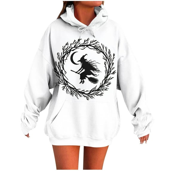 Makaor Cute Hoodies for Women Halloween Tunic Sweatshirt Fleece Long Sleeve Pullover Graphic Oversized Tops
