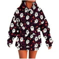 thumbnail image 1 of Makaor Cute Hoodies for Women Halloween Tunic Sweatshirt with Pockets Fleece Long Sleeve Pullover Oversized Tops, 1 of 5