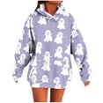 thumbnail image 1 of Makaor Cute Hoodies for Women Halloween Tunic Sweatshirt with Pockets Fleece Long Sleeve Pullover Oversized Tops, 1 of 5
