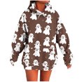 thumbnail image 1 of Makaor Cute Womens Hoodies Pullover Halloween Tunic Sweatshirt with Pockets Fleece Long Sleeve Tops Oversized Clothes, 1 of 5