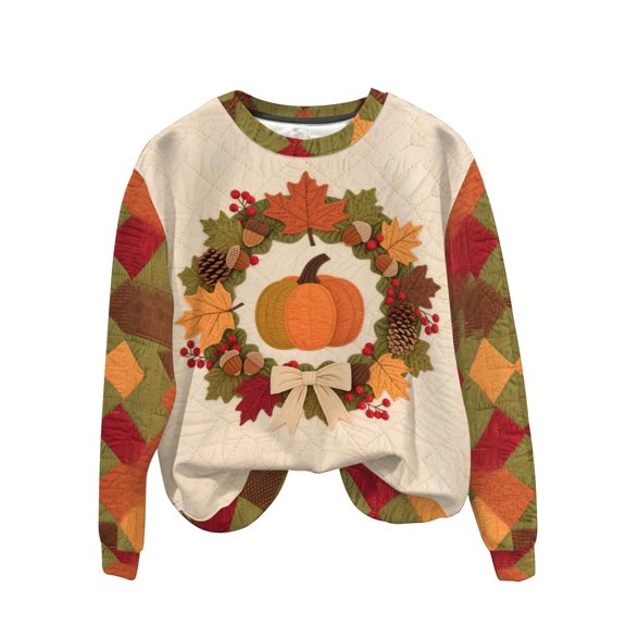 Makaor Fall Sweatshirt Women Men Plus Size Thanksgiving Day Crew Neck Tops Fleece Long Sleeve Pullover Graphic Clothes