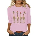 thumbnail image 1 of Makaor Fall Tops for Women Trendy Christmas Plus Size Crew Neck Shirts Graphic 3/4 Sleeve Pullover Tees Cute Vacation Clothes, 1 of 5