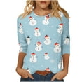 thumbnail image 1 of Makaor Fall Tops for Women Trendy Christmas Plus Size Crew Neck Shirts Santa Graphic 3/4 Sleeve Pullover Tees Cute Winter Clothes, 1 of 5