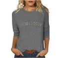 thumbnail image 1 of Makaor Fashion Tops for Women Trendy Plus Size Crew Neck Shirts Graphic 3/4 Sleeve Pullover Tees Cute Fall Outfits, 1 of 4