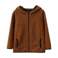 thumbnail image 1 of Makaor Fleece Coats Kids Boys Girls Toddler Pockets Windproof Hooded Jacket Solid Zip up Long Sleeve Outerwear Clothes, 1 of 3
