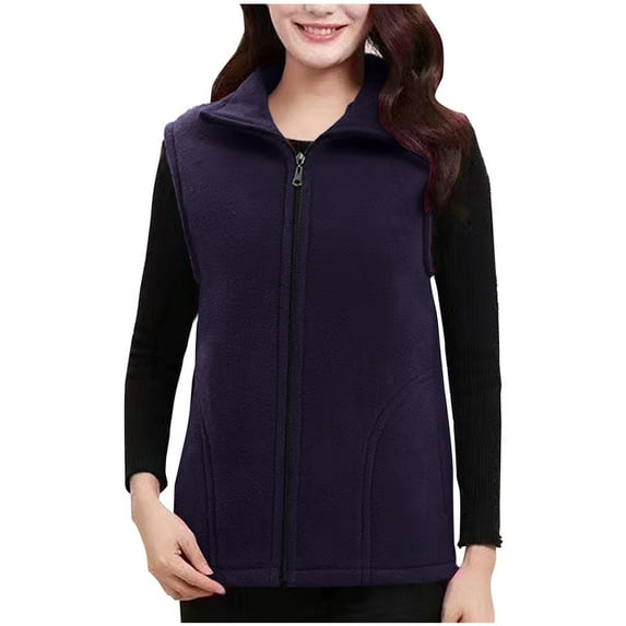 Makaor Fleece Coats Women Collared Jacket Solid Plus Size Zipper Long Sleeve Outerwear Soft Warm Tops Clothes Pockets