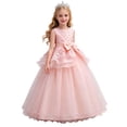 thumbnail image 1 of Makaor Flower Girl Dress for Weddings Ruched Tiered Bow Ball Gown Dress Mesh Sleeveless Birthday Party Dresses Empire Waist Maxi Formal Dresses, 1 of 6