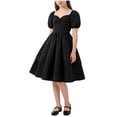 thumbnail image 1 of Makaor Formal Dresses for Kids Girls Ruched Bubble Dress Sweetheart Neckline Short Puff Sleeve Wedding Guest Dresses Empire Waist Birthday Party Dresses, 1 of 8