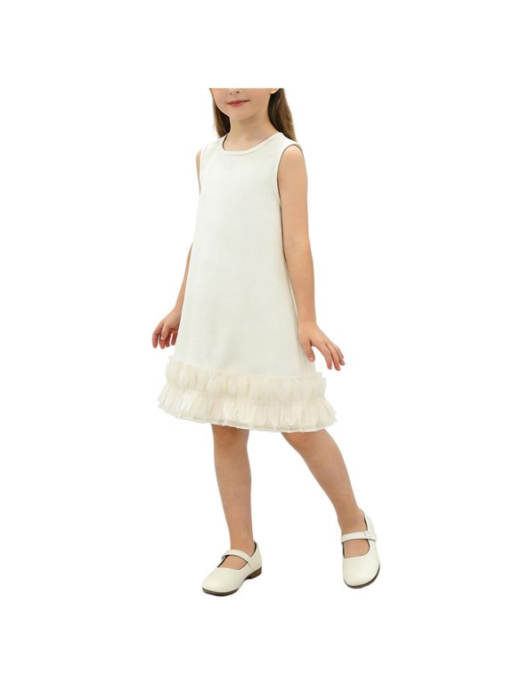 Formal Dresses for Girls Ruffle Tent Dress Patchwork Sleeveless Birthday Party Dresses Wedding Guest Dresses