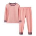 thumbnail image 1 of Makaor Girls Boys Pajamas Set 2 Piece Long Sleeve Nightwear Fleece Warm Long Pants Pjs Set Solid Soft Loungewear, 1 of 3