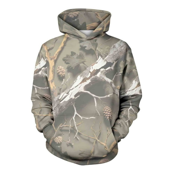 Makaor Holiday Sweatshirts Mens Pockets Big and Tall Hooded Tops Camouflage Long Sleeve Pullover Tees Fleece Oversized Fall Winter Clothes