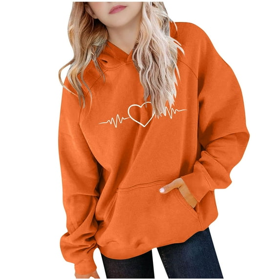 Makaor Hoodies for Girls Boys Pullover Sweatshirts Heart Long Sleeve Coats Tops Fleece Cute Fall Winter Clothes Pockets