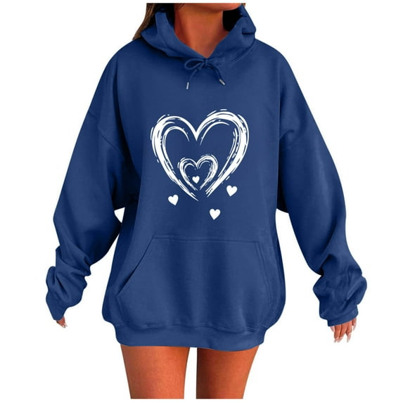 Makaor Hoodies for Women Graphic Tunic Sweatshirt with Pockets Fleece Long Sleeve Pullover Oversized Tops