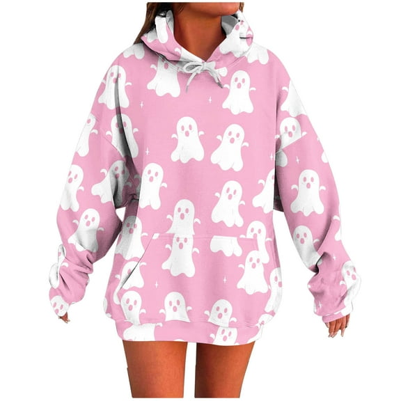 Makaor Hoodies for Women Trendy Halloween Tunic Sweatshirt with Pockets Fleece Long Sleeve Pullover Oversized Tops