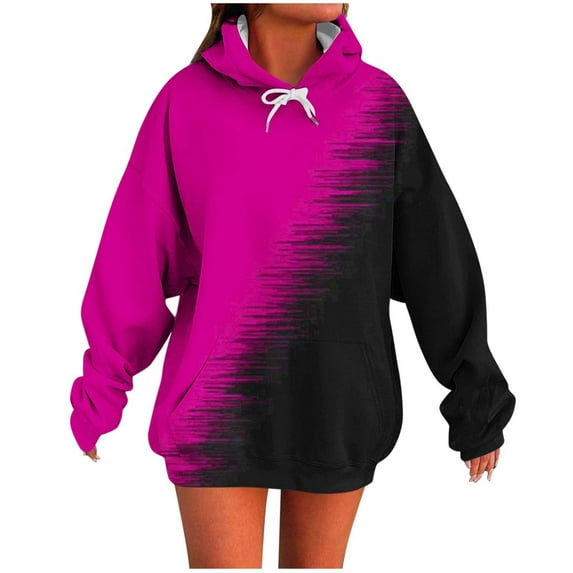 Makaor Hoodies for Women Trendy Tunic Sweatshirt with Pockets Fleece Long Sleeve Pullover Gradient Oversized Tops