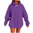 thumbnail image 1 of Makaor Hoodies for Women Tunic Tops Fleece Long Sleeve Pullover Solid Loose Casual Fall Clothes Purple L, 1 of 5