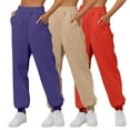 thumbnail image 1 of Makaor Jogger Pants for Women with Pockets 3 Pack Solid Baggy Athletic Joggers with Elastic Waist Coffee M-L, 1 of 2