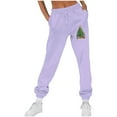 thumbnail image 1 of Makaor Jogger Pants for Women with Pockets Christmas Solid Baggy Fleece Athletic Joggers with Elastic Waist Purple L, 1 of 4