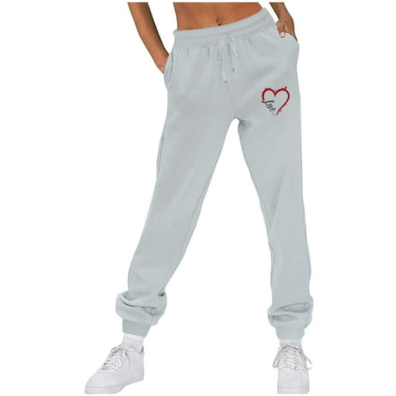 Makaor Jogger Pants for Women with Pockets Solid Baggy Fleece Athletic Pants with Elastic Waist Gray 2XL