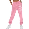 thumbnail image 1 of Makaor Jogger Pants for Women with Pockets Solid Baggy Fleece Lounge Pants with Elastic Waist Pink L, 1 of 4