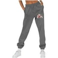thumbnail image 1 of Makaor Joggers for Women with Pockets Christmas Solid Baggy Fleece Loose Trousers with Elastic Waist Dark Gray M, 1 of 4